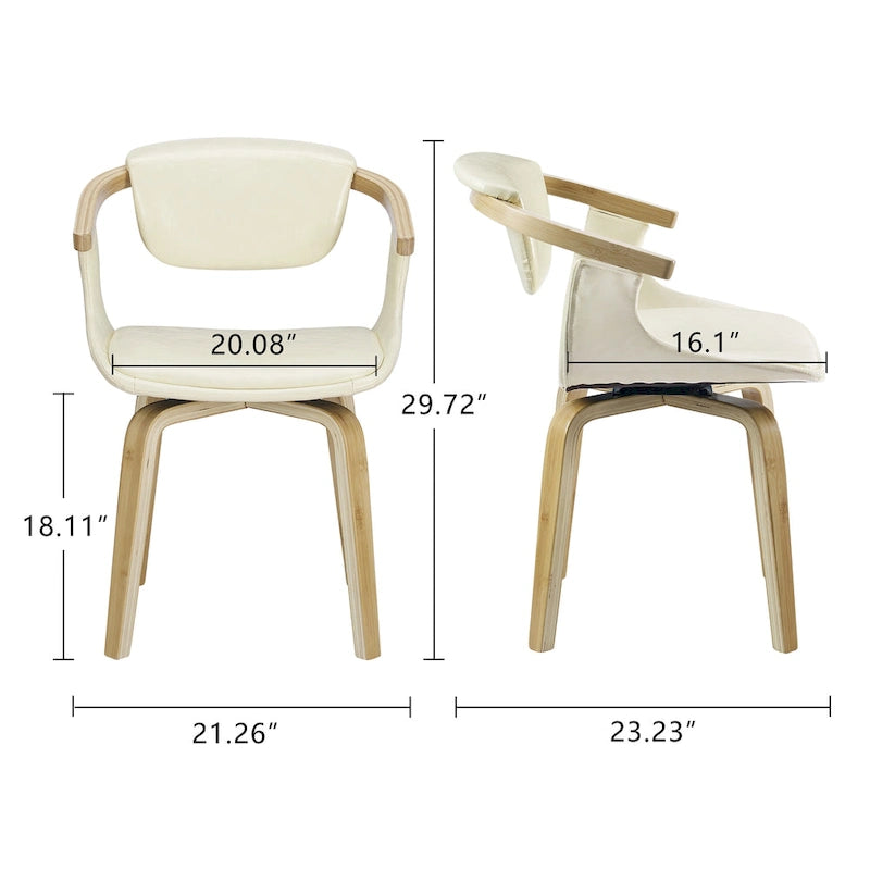 Ensemble de 4 chaises pivotantes Art Leon en bois et similicuir-11