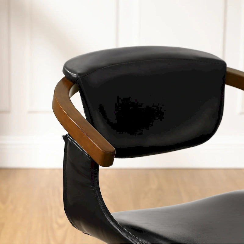 Ensemble de 4 chaises pivotantes Art Leon en bois et similicuir-13