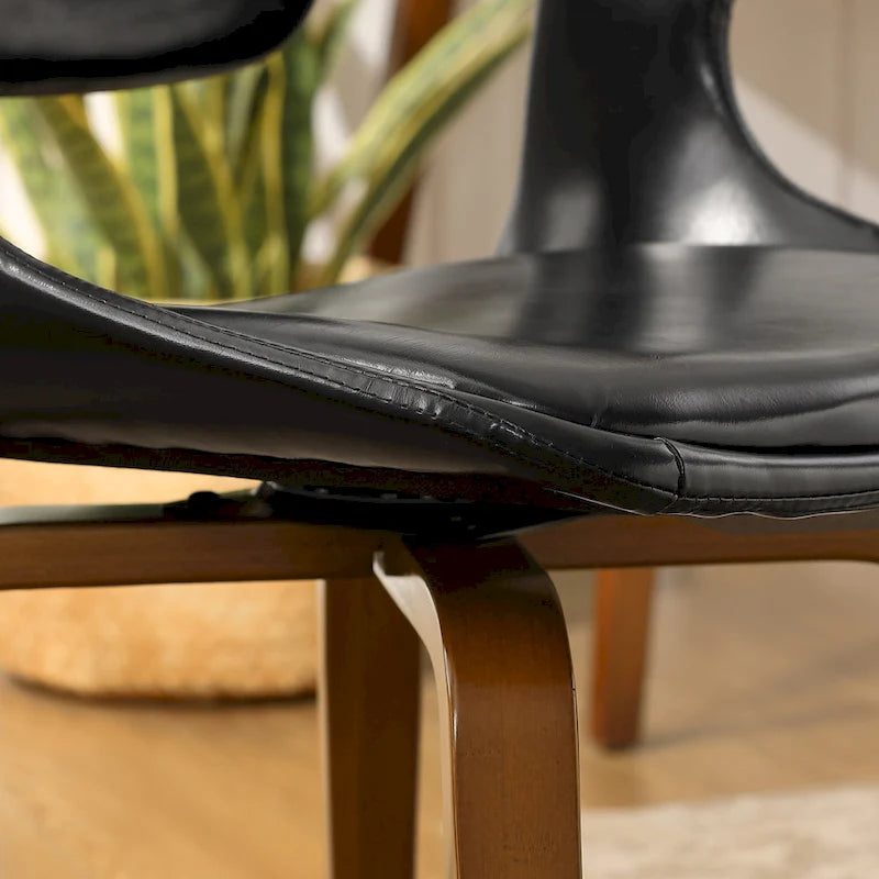 Ensemble de 4 chaises pivotantes Art Leon en bois et similicuir-14