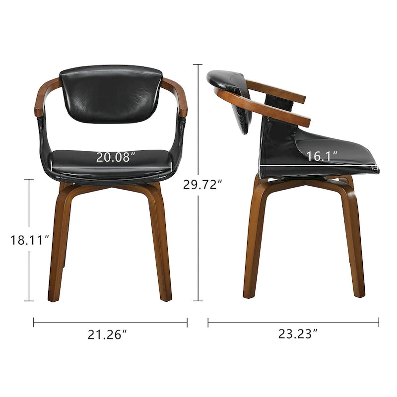 Ensemble de 4 chaises pivotantes Art Leon en bois et similicuir-15