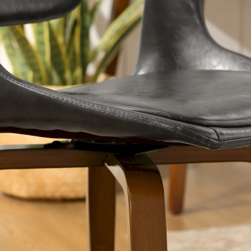 Ensemble de 4 chaises pivotantes Art Leon en bois et similicuir-18