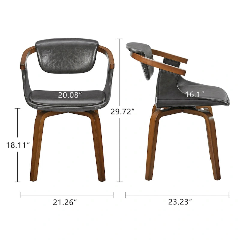 Ensemble de 4 chaises pivotantes Art Leon en bois et similicuir-19