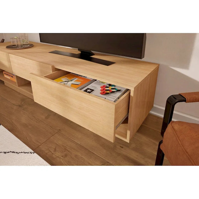Meuble TV Nexera Stereo 72 pouces à 3 tiroirs, noir-10