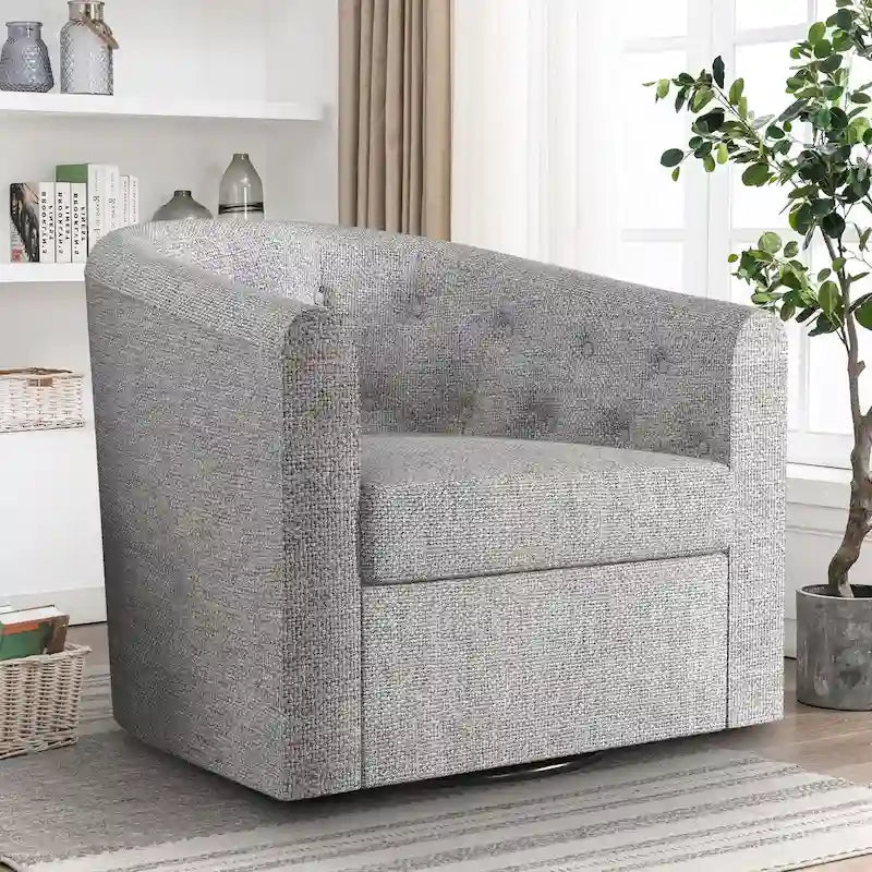Fauteuil pivotant en tissu capitonné-13