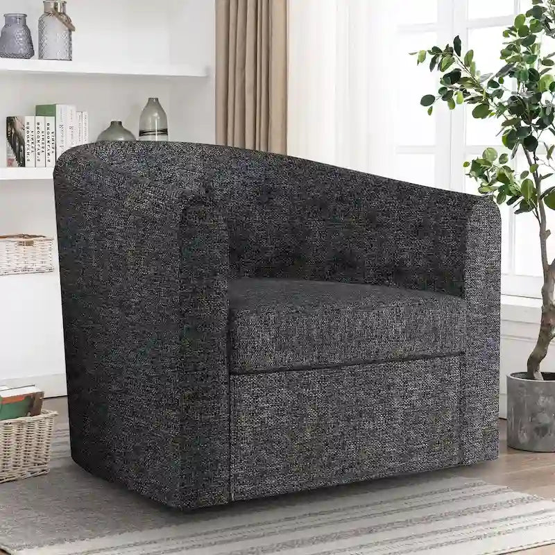Fauteuil pivotant en tissu capitonné-14