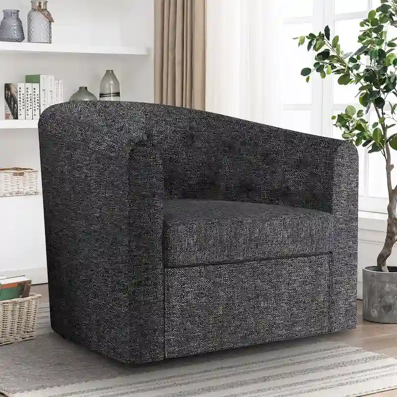 Fauteuil pivotant en tissu capitonné-2