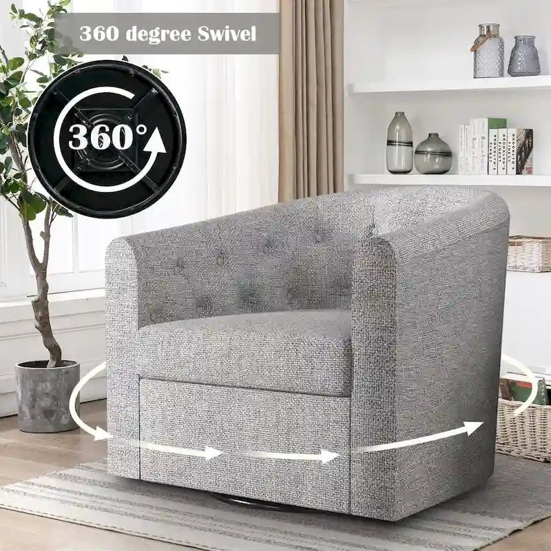 Fauteuil pivotant en tissu capitonné-4