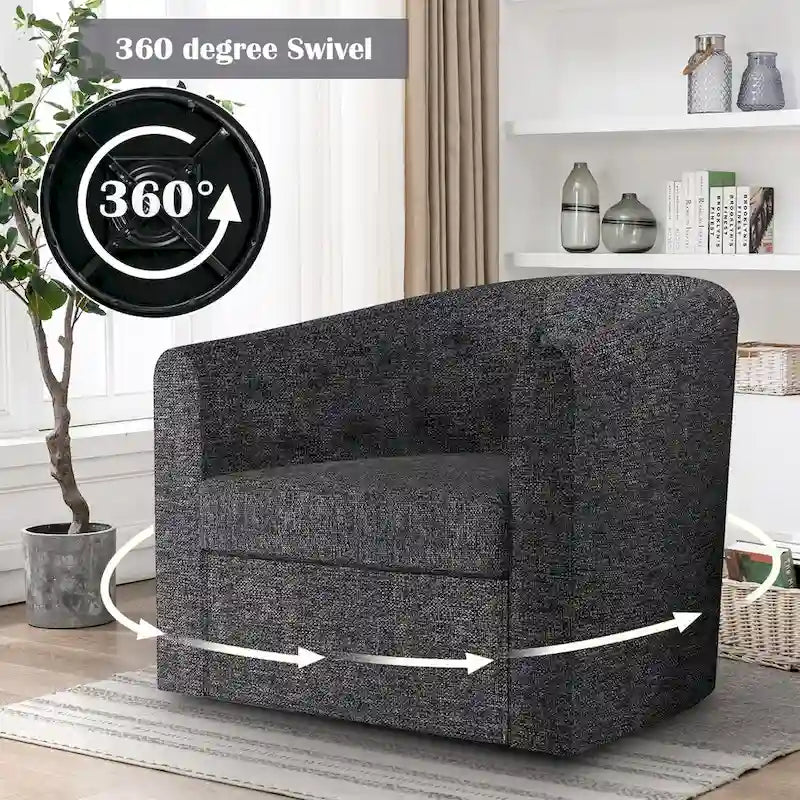 Fauteuil pivotant en tissu capitonné-8