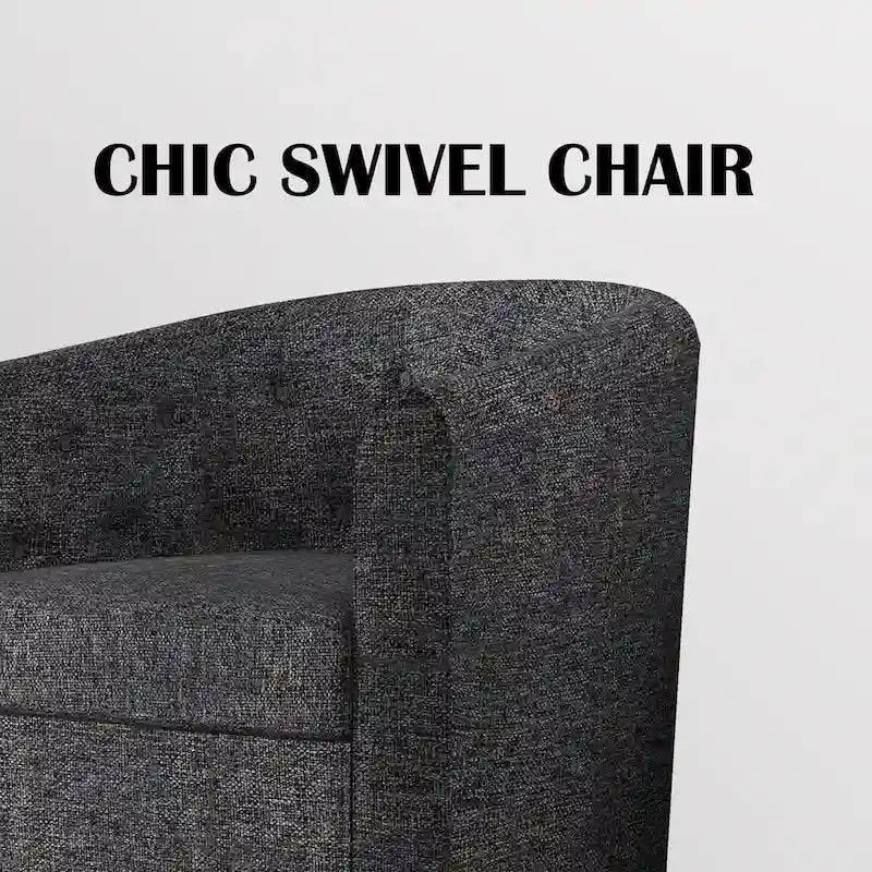 Fauteuil pivotant en tissu capitonné-9