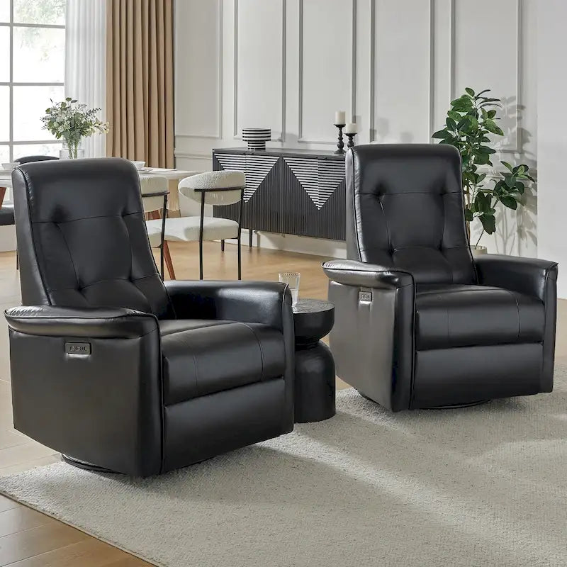 Fauteuil inclinable électrique pivotant Valentin en similicuir moderne avec ports USB (lot de 2) par HULALA HOME-27