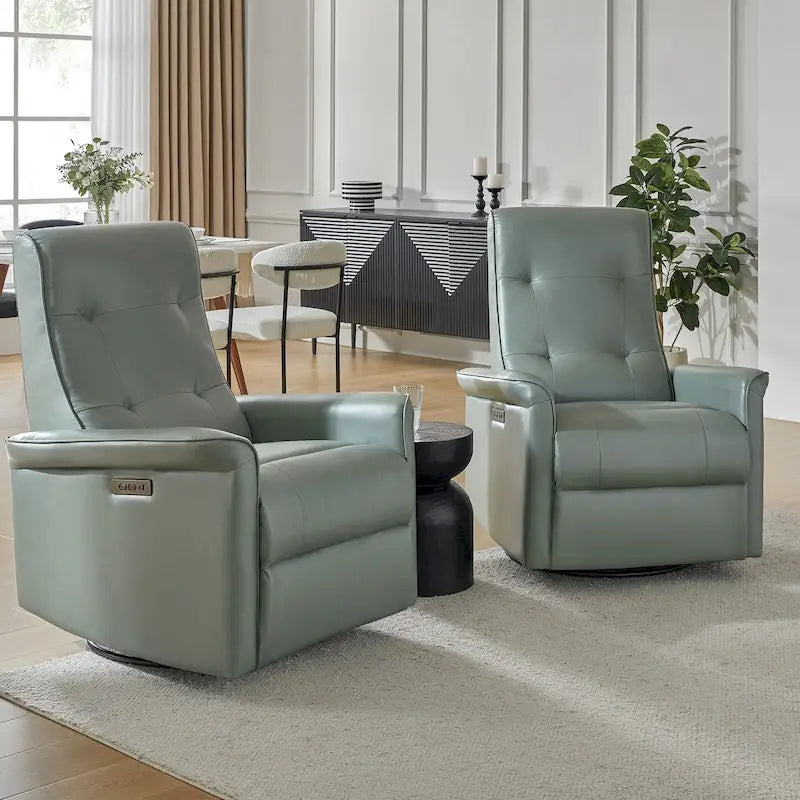 Fauteuil inclinable électrique pivotant Valentin en similicuir moderne avec ports USB (lot de 2) par HULALA HOME-28