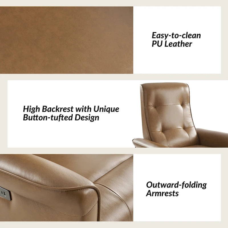 Fauteuil inclinable électrique pivotant Valentin en similicuir moderne avec ports USB (lot de 2) par HULALA HOME-8