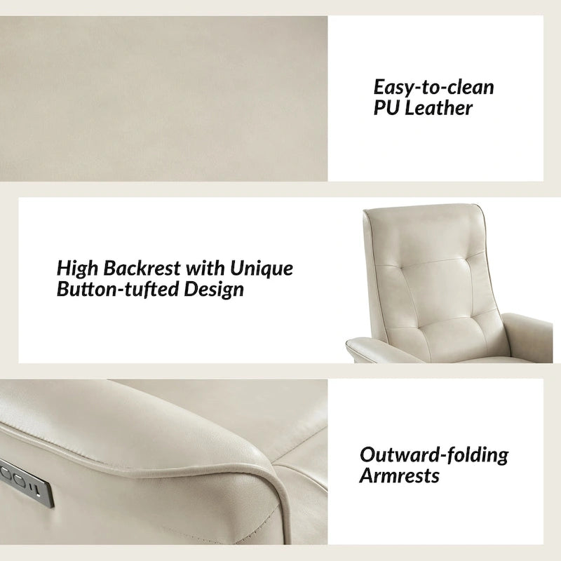 Fauteuil inclinable électrique pivotant Valentin en similicuir moderne avec ports USB (lot de 2) par HULALA HOME-12