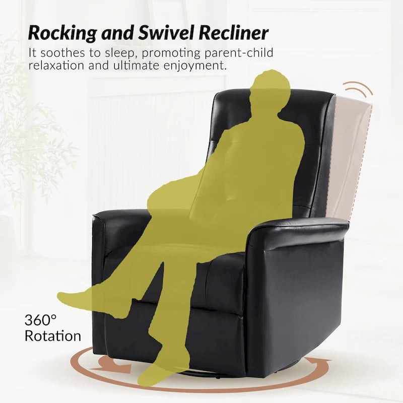 Fauteuil inclinable électrique pivotant Valentin en similicuir moderne avec ports USB (lot de 2) par HULALA HOME-16