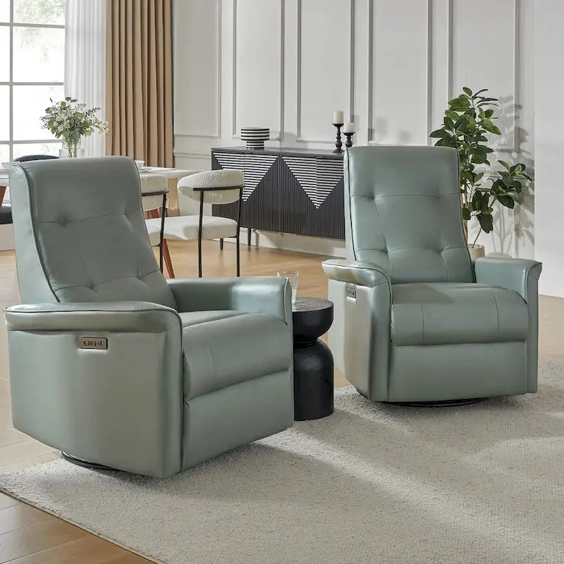 Fauteuil inclinable électrique pivotant Valentin en similicuir moderne avec ports USB (lot de 2) par HULALA HOME-20