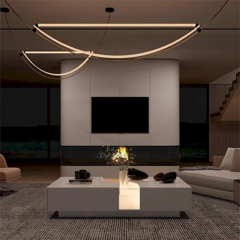 Fonctionnalité et élégance : Table basse moderne avec éclairage LED et plateau en verre-4