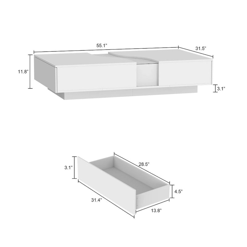 Fonctionnalité et élégance : Table basse moderne avec éclairage LED et plateau en verre-10