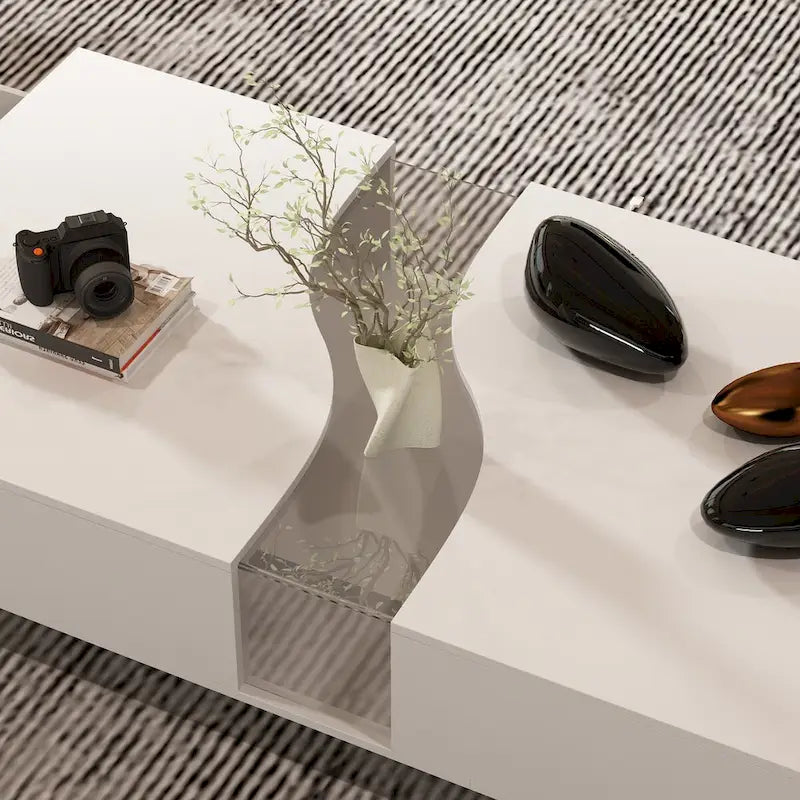Fonctionnalité et élégance : Table basse moderne avec éclairage LED et plateau en verre-15