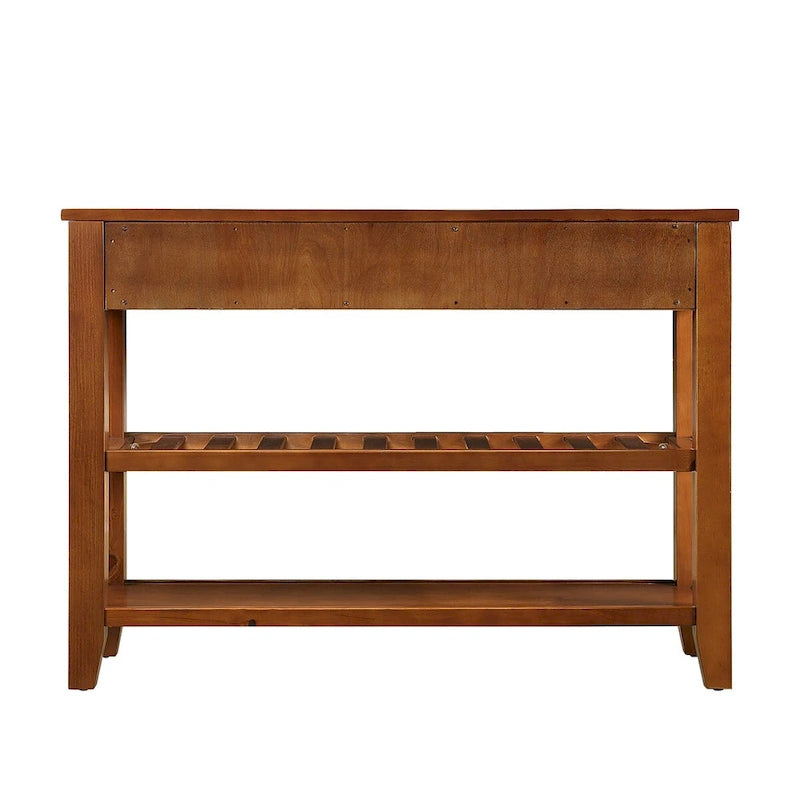 Console/table basse avec 2 tiroirs de rangement et 2 étagères, style milieu du siècle, buffet en bois massif de 42 pouces.-5