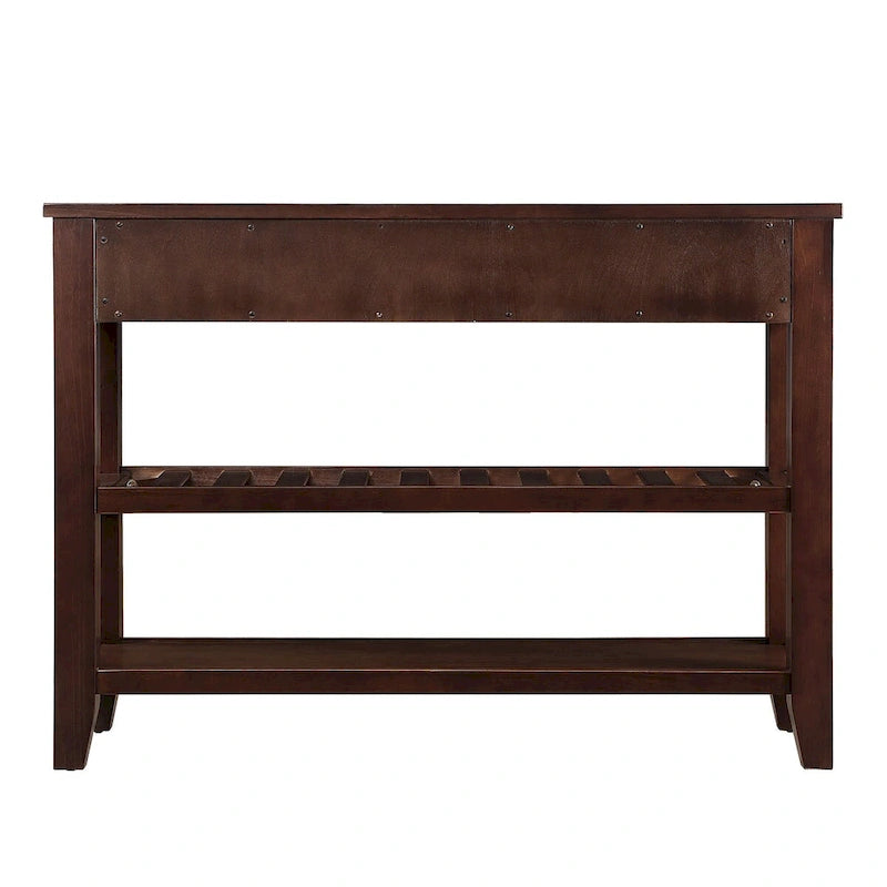 Console/table basse avec 2 tiroirs de rangement et 2 étagères, style milieu du siècle, buffet en bois massif de 42 pouces.-11