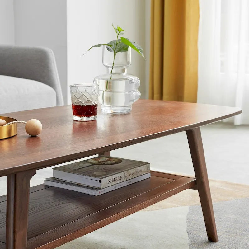 Table basse/bureau avec plateau en chêne massif (100 %), dimensions : L 100 x P 50 x H 44 cm. Montage facile. Étagère de rangement intégrée.-7