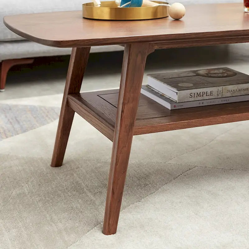 Table basse/bureau avec plateau en chêne massif (100 %), dimensions : L 100 x P 50 x H 44 cm. Montage facile. Étagère de rangement intégrée.-2