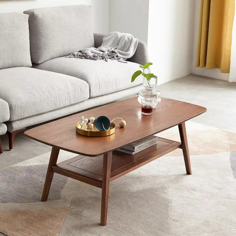 Table basse/bureau avec plateau en chêne massif (100 %), dimensions : L 100 x P 50 x H 44 cm. Montage facile. Étagère de rangement intégrée.-5