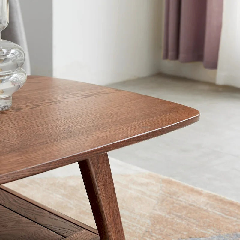 Table basse/bureau avec plateau en chêne massif (100 %), dimensions : L 100 x P 50 x H 44 cm. Montage facile. Étagère de rangement intégrée.-6