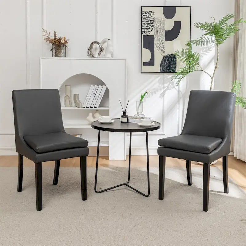 Modern Dining Chairs with Solid Wood Legs (Set of 2)