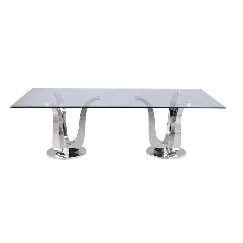 Table de salle à manger rectangulaire Somette Amelia avec double piètement tulipe - Argent-3