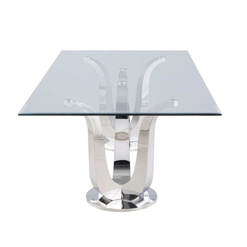 Table de salle à manger rectangulaire Somette Amelia avec double piètement tulipe - Argent-4