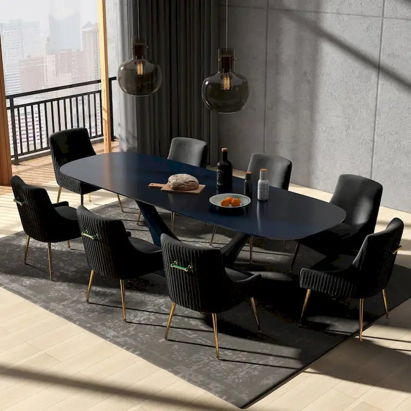 Ensemble de 8 chaises de salle à manger SEYNAR en velours glamour moderne, chaise de coiffeuse capitonnée pour salon (table non incluse)