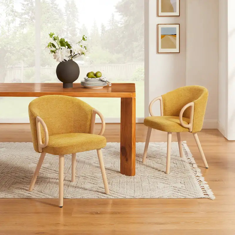 Chaise de salle à manger moderne en tissu et bois Art Leon (lot de 2)-34