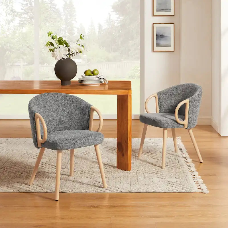 Chaise de salle à manger moderne en tissu et bois Art Leon (lot de 2)-35