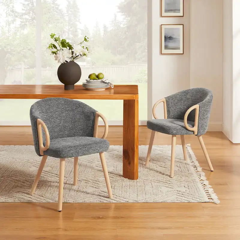 Chaise de salle à manger moderne en tissu et bois Art Leon (lot de 2)-7