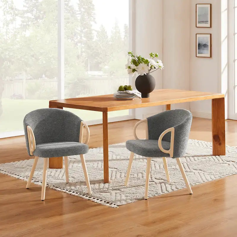 Chaise de salle à manger moderne en tissu et bois Art Leon (lot de 2)-8