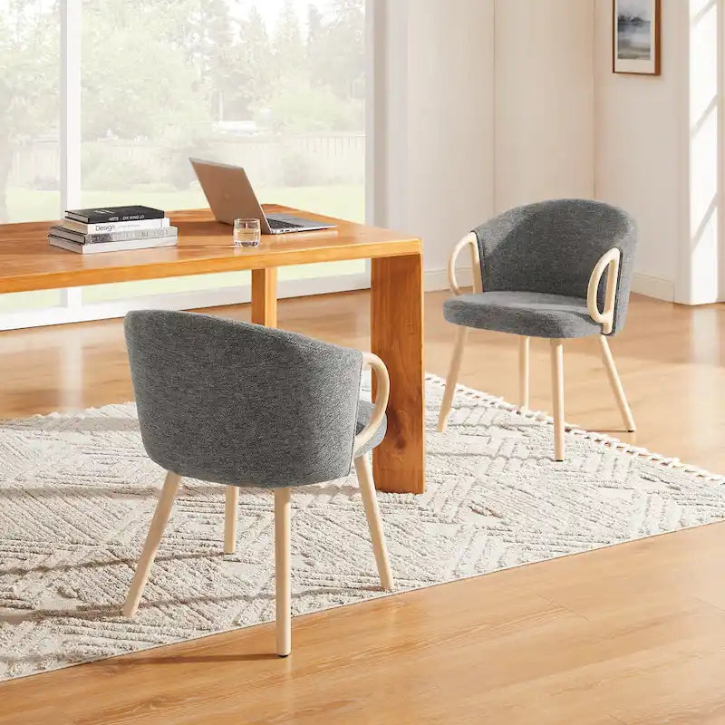 Chaise de salle à manger moderne en tissu et bois Art Leon (lot de 2)-9