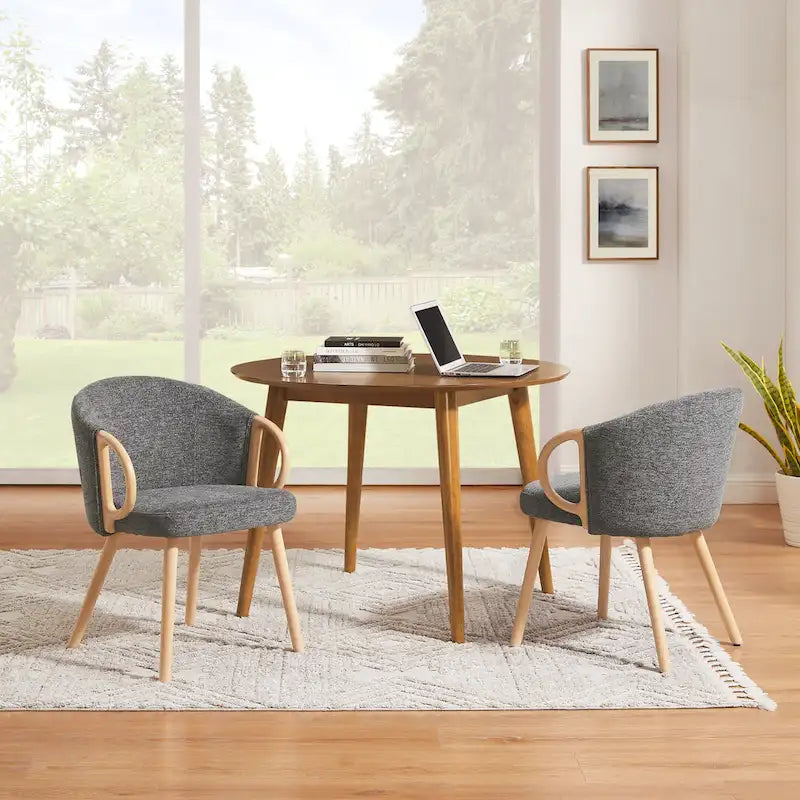 Chaise de salle à manger moderne en tissu et bois Art Leon (lot de 2)-10