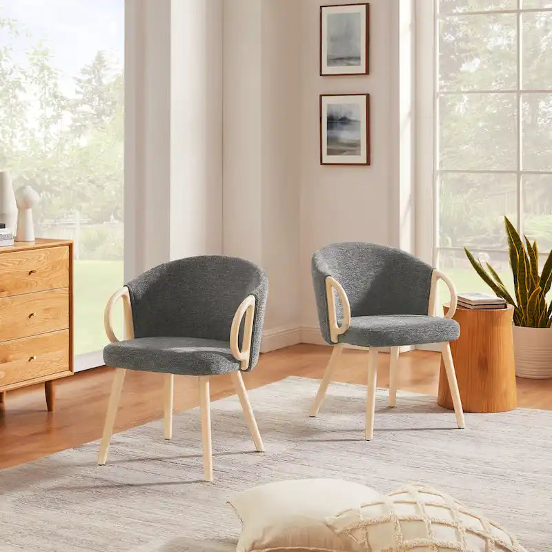 Chaise de salle à manger moderne en tissu et bois Art Leon (lot de 2)-11