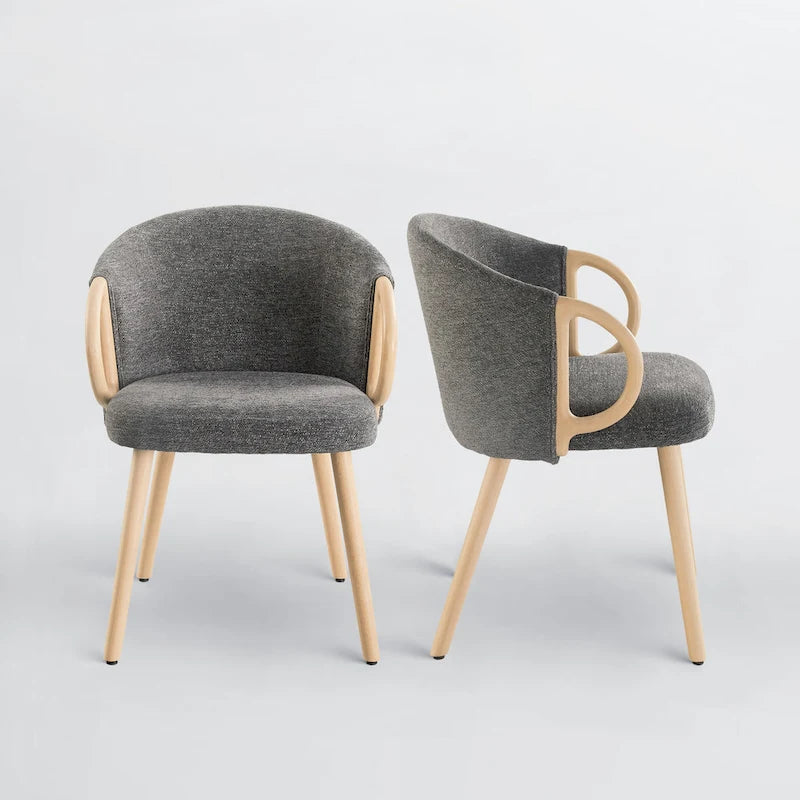 Chaise de salle à manger moderne en tissu et bois Art Leon (lot de 2)-12