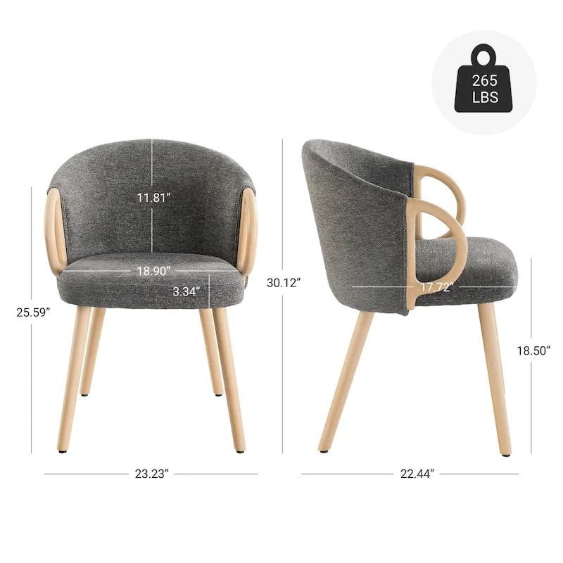 Chaise de salle à manger moderne en tissu et bois Art Leon (lot de 2)-13