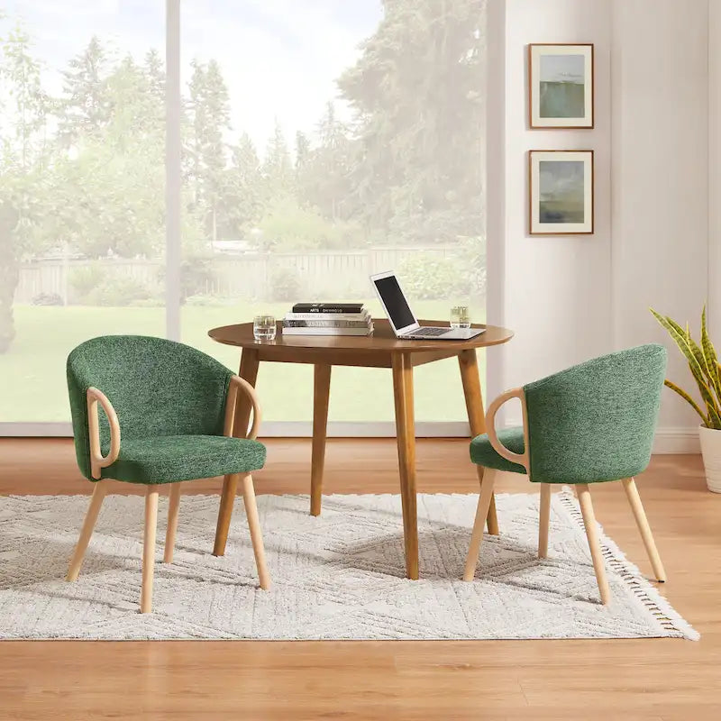 Chaise de salle à manger moderne en tissu et bois Art Leon (lot de 2)-20