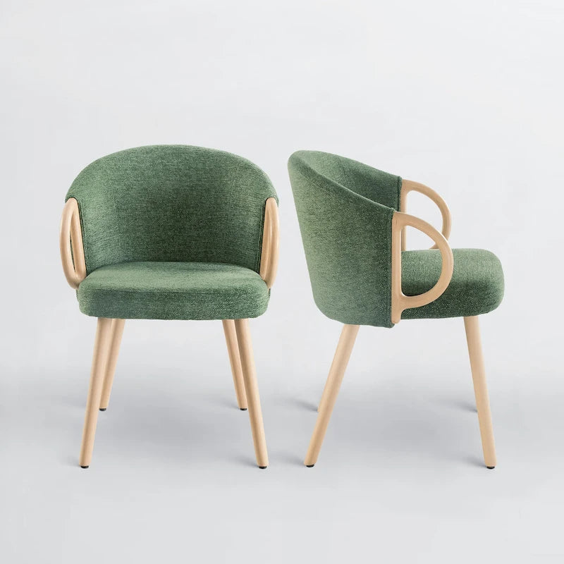 Chaise de salle à manger moderne en tissu et bois Art Leon (lot de 2)-22