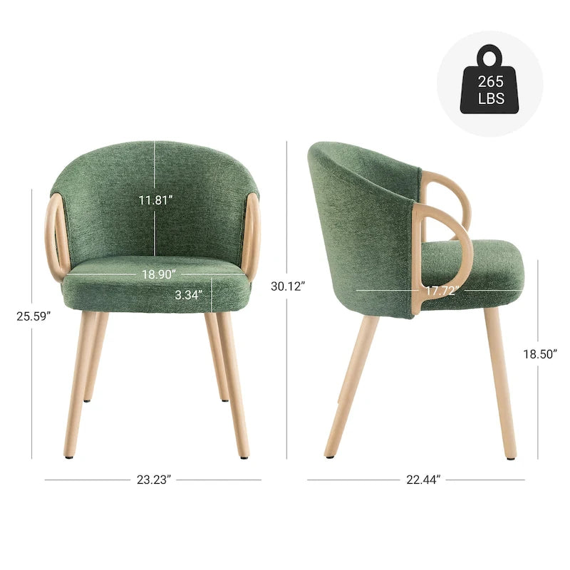 Chaise de salle à manger moderne en tissu et bois Art Leon (lot de 2)-23