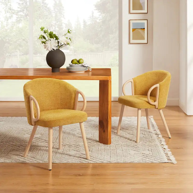 Chaise de salle à manger moderne en tissu et bois Art Leon (lot de 2)-28