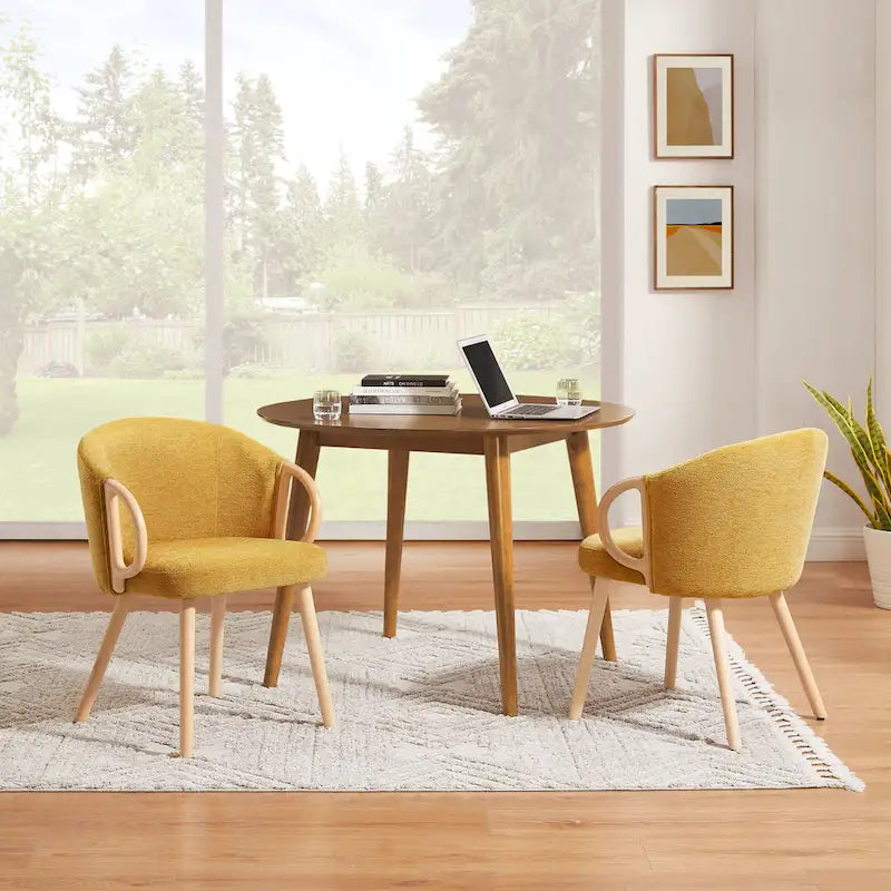 Chaise de salle à manger moderne en tissu et bois Art Leon (lot de 2)-31