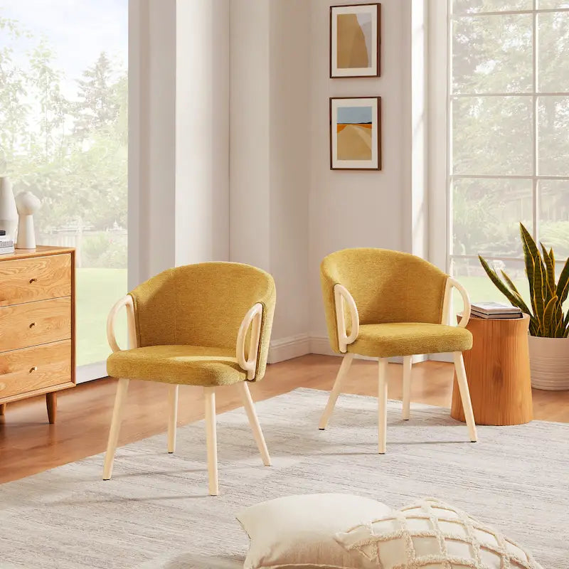 Chaise de salle à manger moderne en tissu et bois Art Leon (lot de 2)-32