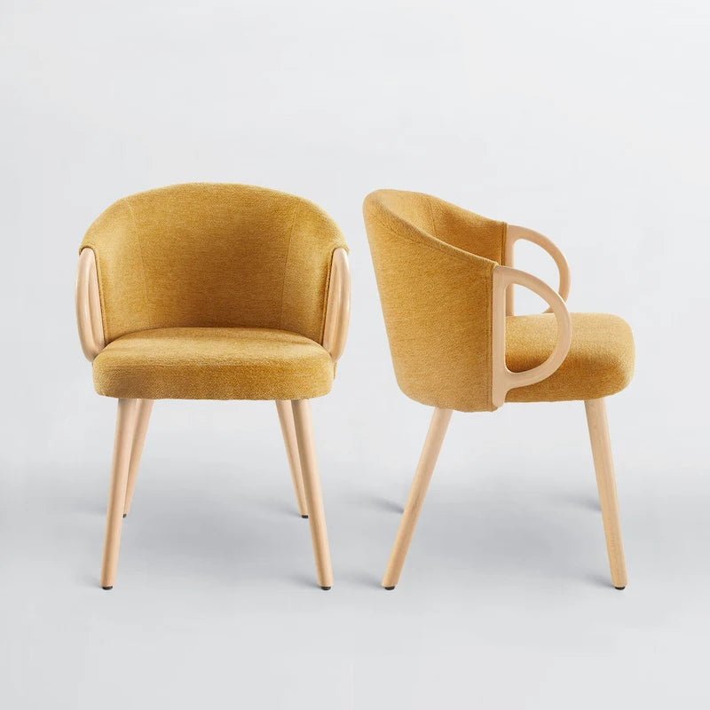 Chaise de salle à manger moderne en tissu et bois Art Leon (lot de 2)-33