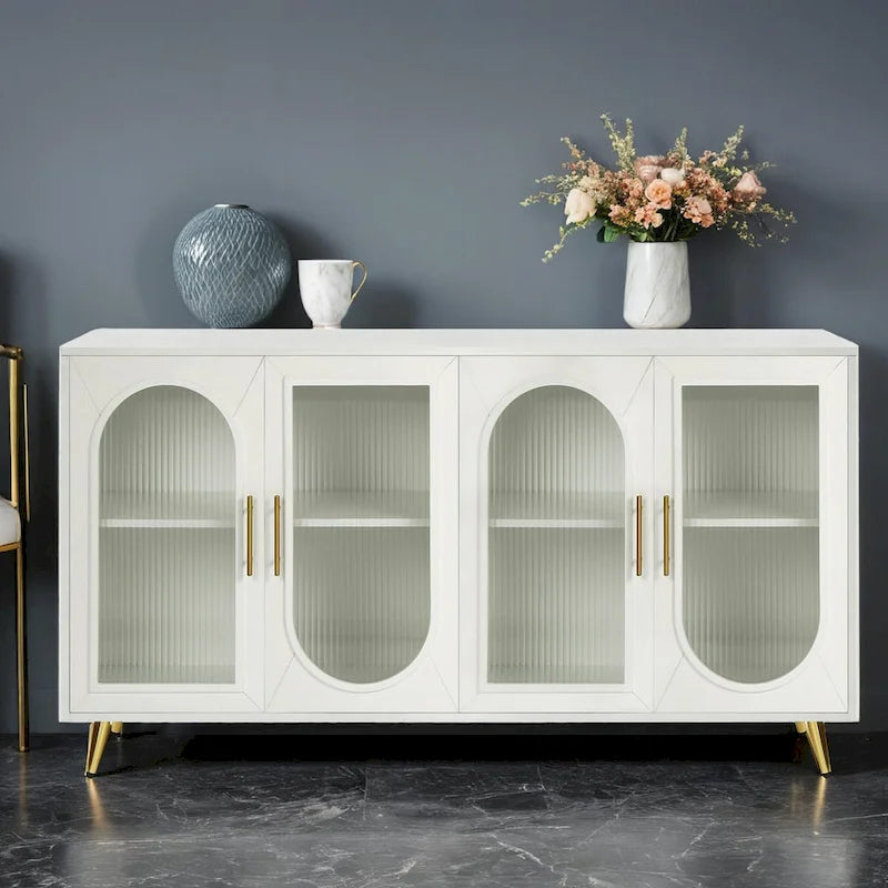 Meuble TV pour téléviseur de plus de 65 pouces, meuble TV en bois avec armoire de rangement et étagères réglables, console multimédia pour salon ou chambre.