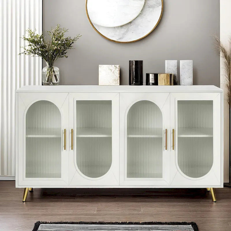 Meuble TV pour téléviseur de plus de 65 pouces, meuble TV en bois avec armoire de rangement et étagères réglables, console multimédia pour salon ou chambre.-3